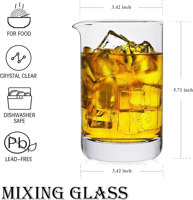 BaveL Crystal Mixing Glass, Professional Extra Large 20 OZ Crystal Cocktail - Image 3