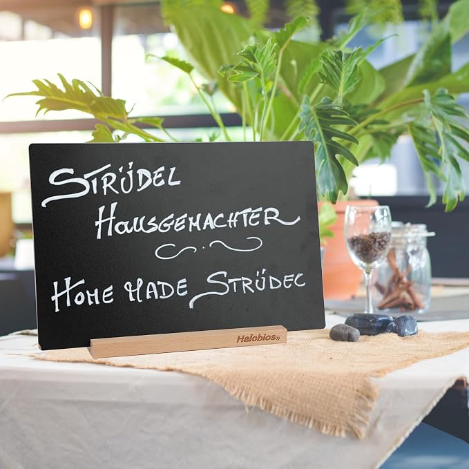 Halobios Chalkboard with Beech-Wood Base, 8 x 12 inch Tabletop Message Boards - Image 9
