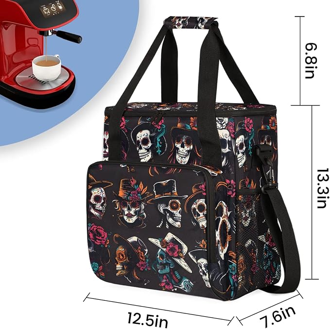 Mexican Day Of The Dead Funny Sugar Skull Coffee Maker Carring Bag, Large - Image 2