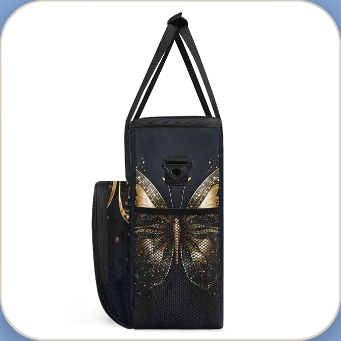 Gold Butterfly Coffee Maker Carring Bag, Large Insulated Storage Organizer Case - Image 4