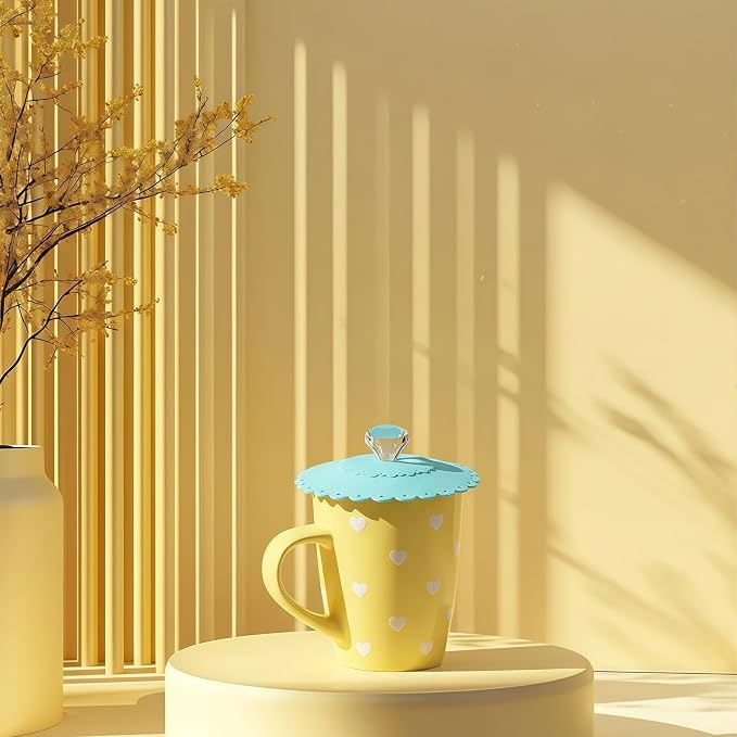6PCS Silicone Cup Lids Airtight Creative Diamond Mug Cover Glass Cup Covers - Image 5