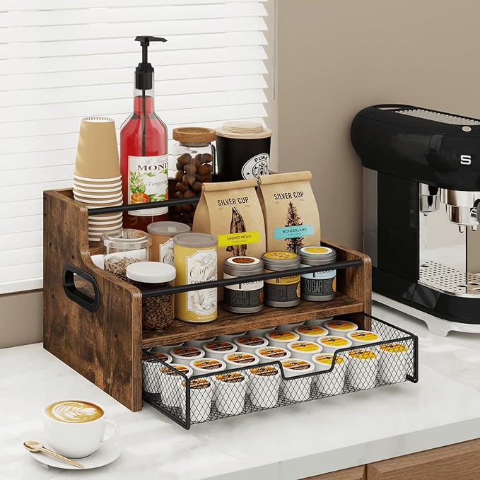 Homode Coffee Syrup Organizer Rack, 3-Tier 8 Bottles Syrup Stand - Image 2