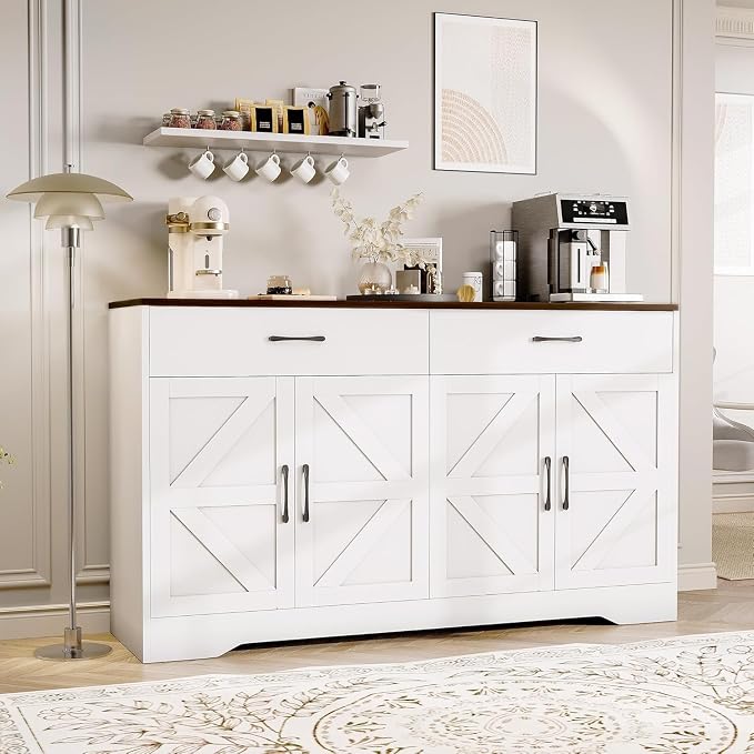 Sideboard Buffet Cabinet with Storage, 55.1" Large Kitchen Storage Sideboard - Image 2