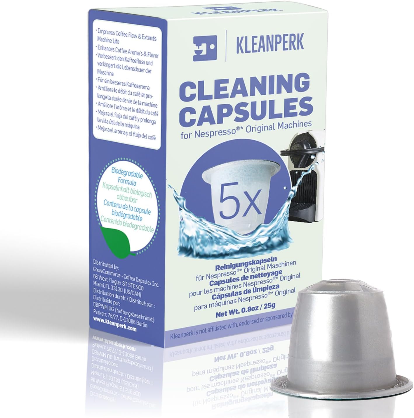 5 Cleaning Pods I Compatible With Nespresso Original Line Machines I Cleaning Kit for Better Tasting Coffee I Coffee Machine Cleaner I Easy and Safe to Use