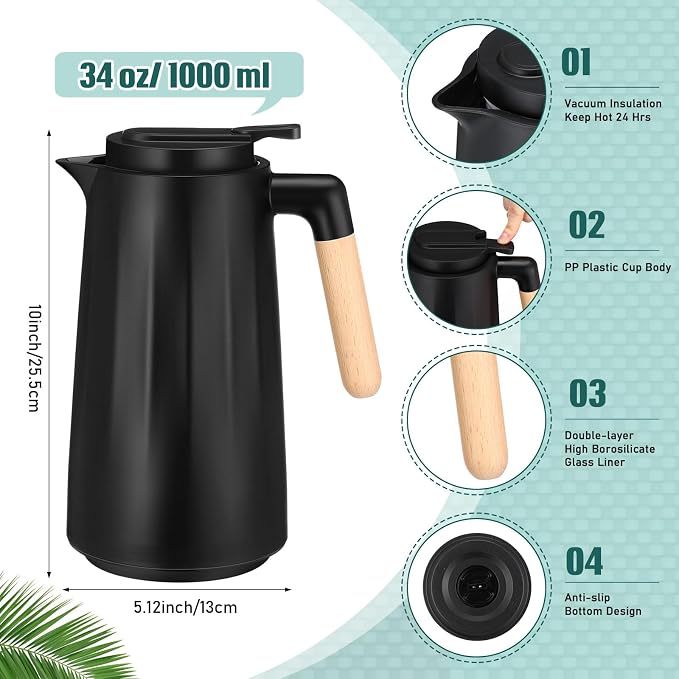 Ziliny 2 Pcs 34 oz Thermal Coffee Carafe - Image 2