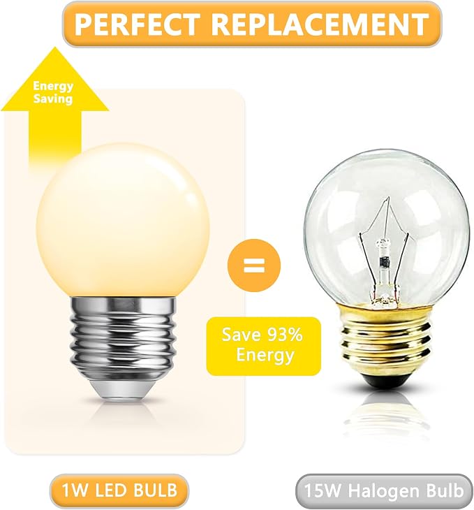 Flaspar Small G14 LED Globe Light Bulb, 1W G45 LED Vanity Bulb 15W Equivalent - Image 6
