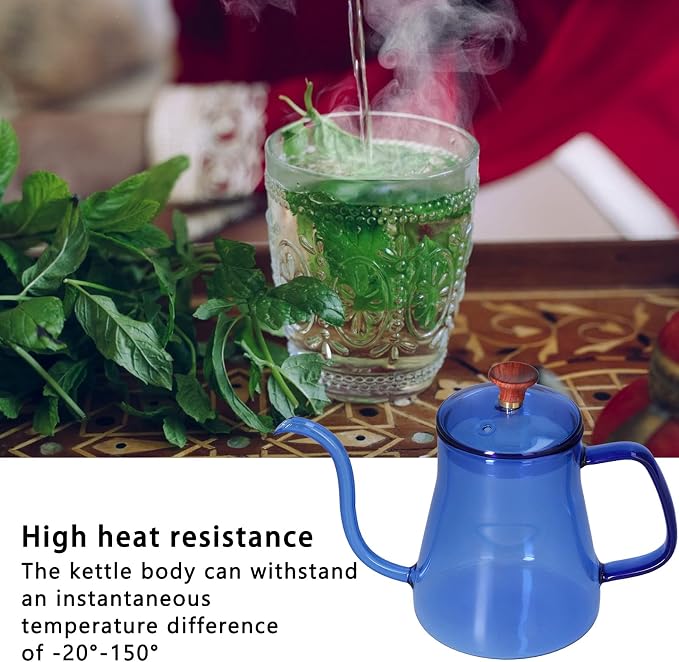 Glass Coffee Kettle, High Borosilicate Crystal Clear Gooseneck Spout, 350ml - Image 2