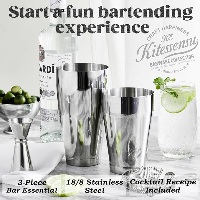KITESSENSU Boston Cocktail Shaker Set, 4-Piece Boston Shaker Tins Bartender Kit - Image 2