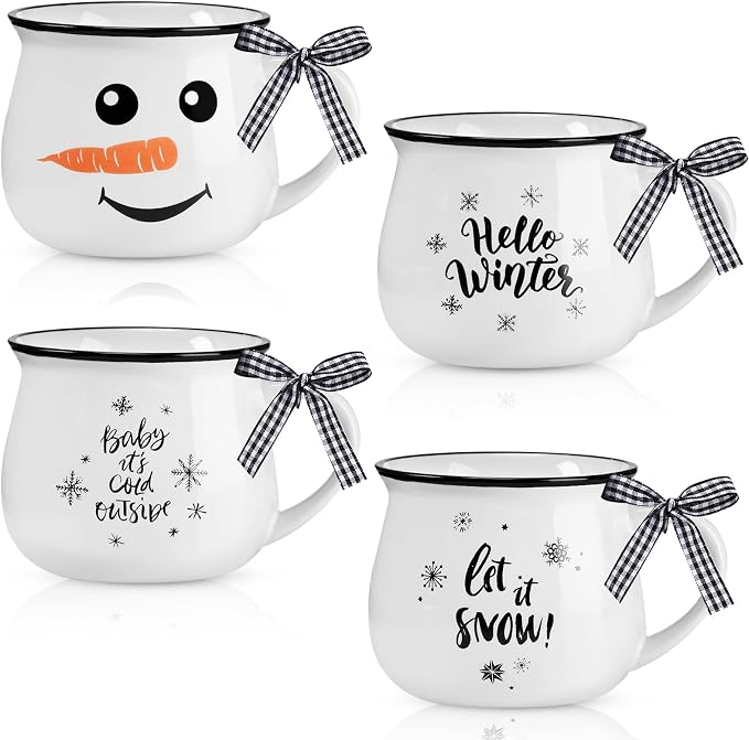 Patelai 4 Pcs Christmas Coffee Mugs 5 oz Winter Christmas Espresso Cups Set by Patelai