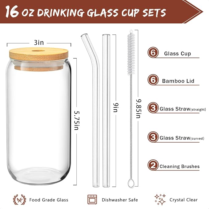 SENTVEND 16 Oz Drinking Glasses - Image 2