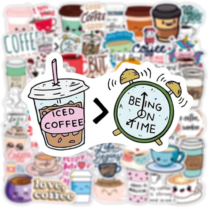 Cute Coffee Cup Stickers, Funny Coffee Accessorise Decals - Image 4