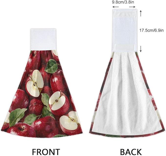 Red Apples Kitchen Hanging Towel 12 x 17 Inch Natural Tropical Fruits Leaves - Image 3