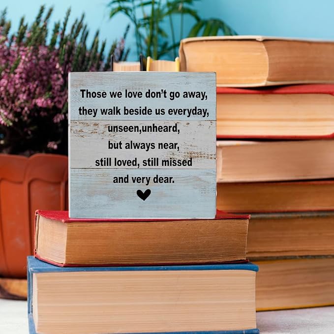 Memorial Gifts Sympathy Gift Decor Desk Decor Wooden Box Sign Rustic Wood Block - Image 5