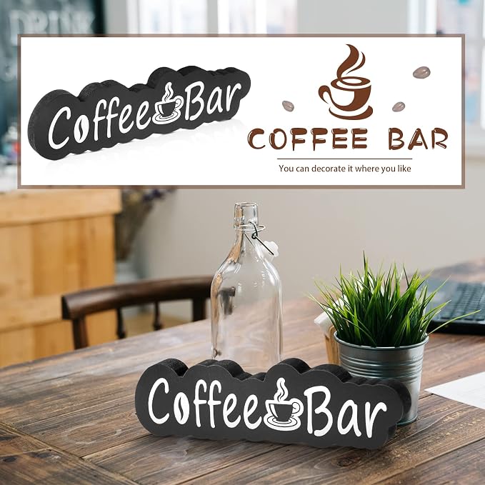 Coffee Bar Decor 8.1 x 2.2 Inches Wood Coffee Bar Sign Rustic Sign Small - Image 6