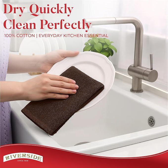 RIVERSIDE Bar Mop Towels Pack of 12, 16x19 Inches, 100% Ring Spun Cotton Terry - Image 5