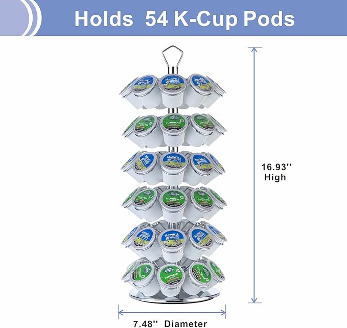 K cup Holder Storage Coffee Capsules Pod Holder Carousel 6 Tier Compatible - Image 2