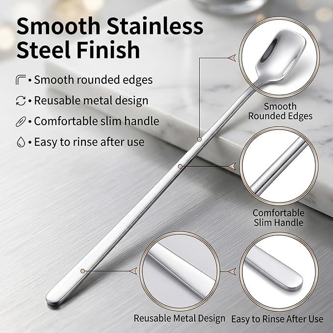 Long Iced Tea Spoons Set of 4, 11.46" Stainless Steel Stirring Spoons | Reach - Image 4