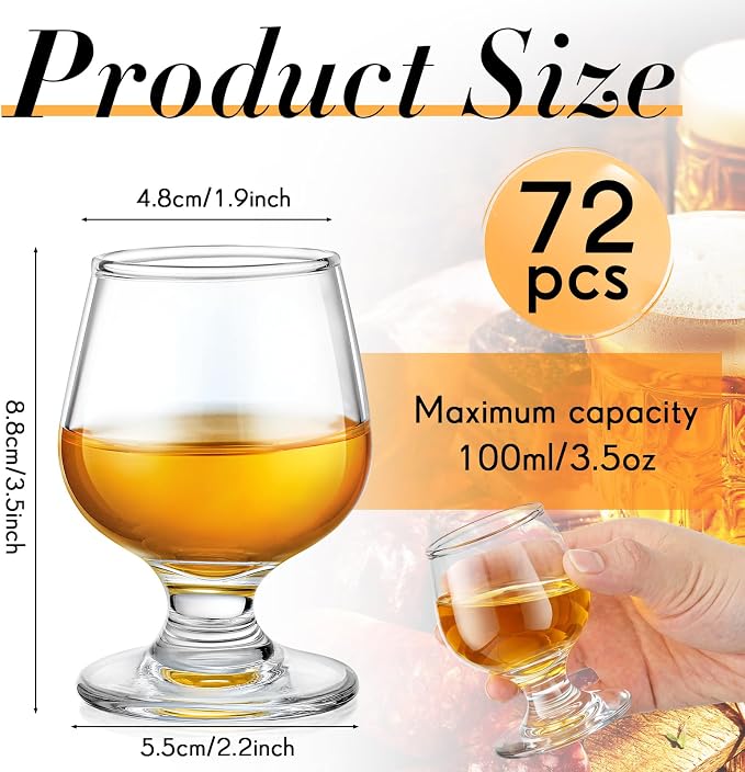 Qunclay 72 Pcs Shot Glasses Cute Cognac Snifter Small Brandy Snifter - Image 2