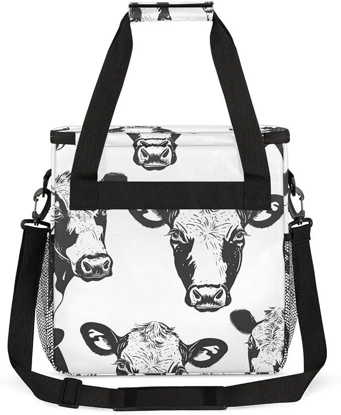 Black And White Cow Coffee Maker Carring Bag, Large Insulated Storage Organizer - Image 5