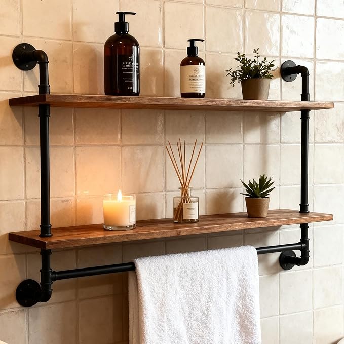 Industrial Pipe Shelving Pine Shelf, Pipe Shelves - Image 7