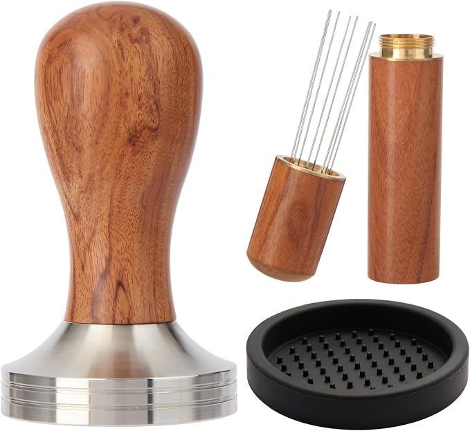 51mm Espresso Tamper Kit, Hard Wood Espresso Tamper Tool & Powder Press Pad & by Abeskch
