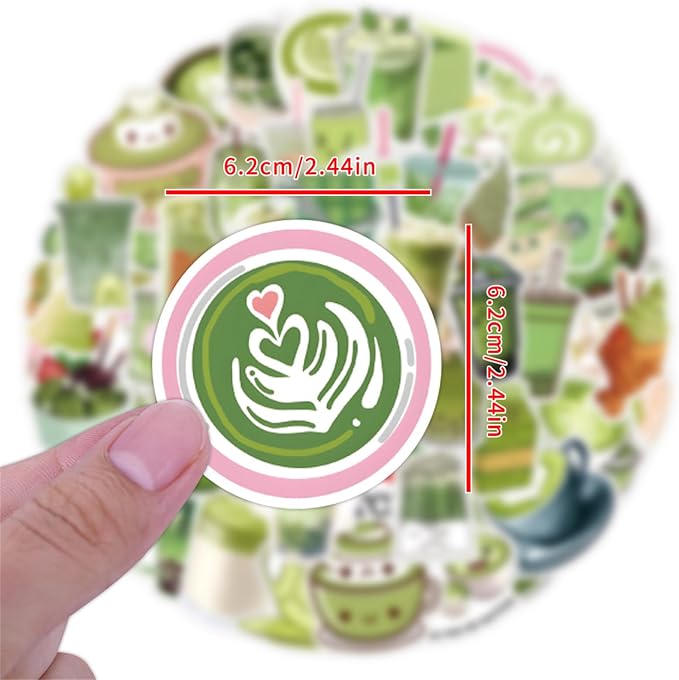 55pcs Aesthetic Matcha Stickers - Image 4
