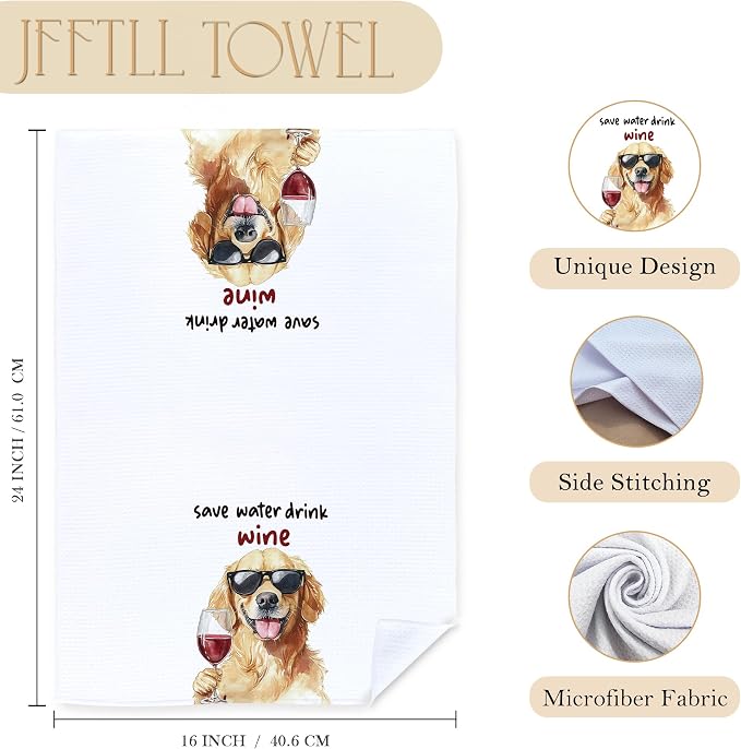 Funny Golden Retriever Kitchen Towels, Gifts - Image 7