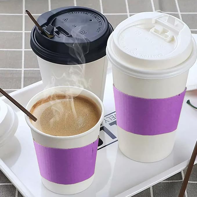 EchoDone Coffee Cup Sleeves for Hot or Cold Drinks Disposable Paper Corrugated - Image 6