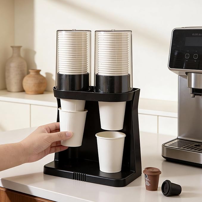 Cup Holder with Dust Cover, 2-Way Wall-Mounted & Countertop Disposable Paper - Image 2