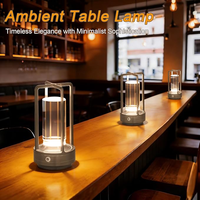 Rechargeable Table Lamp Cordless, 3 Color | Crystal | Stepless Dimming - Image 2