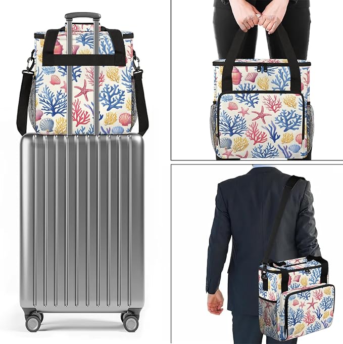 Coastal Starfish Seashell Coffee Maker Carring Bag, Large Insulated Storage - Image 7