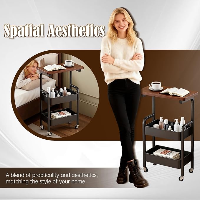 3 Tier Metal Rolling Utility Cart Organizer - Image 5