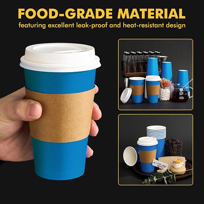 RACETOP 16 oz Paper Coffee Cups, 100 Pack Disposable Coffee Cups - Image 8