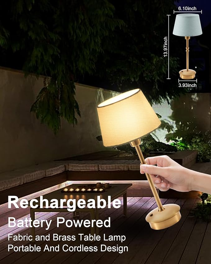 UMEXUS Small Cordless Lamp Rechargeable Table Lamps Set of 2, Dimmable Battery - Image 4