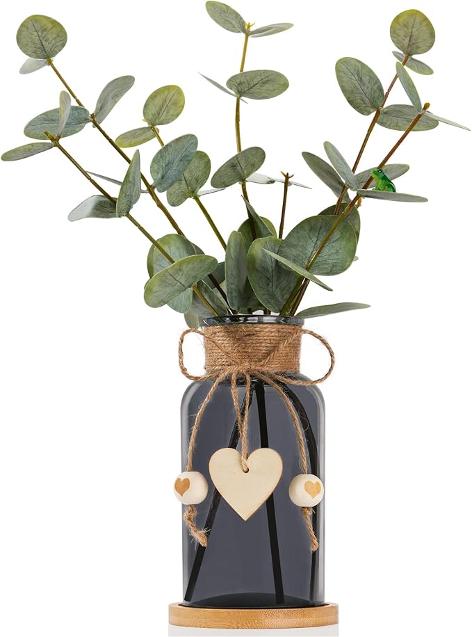 Artificial Eucalyptus Greenery Stems in Glass Vase by Unknown