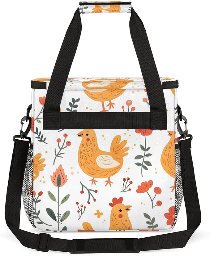 Farmhouse Rooster Chickens Coffee Maker Carring Bag, Large Insulated Storage - Image 5