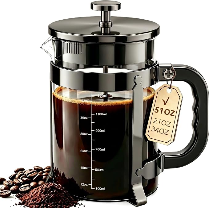 QUQIYSO French Press Coffee Maker, Large Coffee Press by QUQIYSO-EnjoyWonderfulCoffee