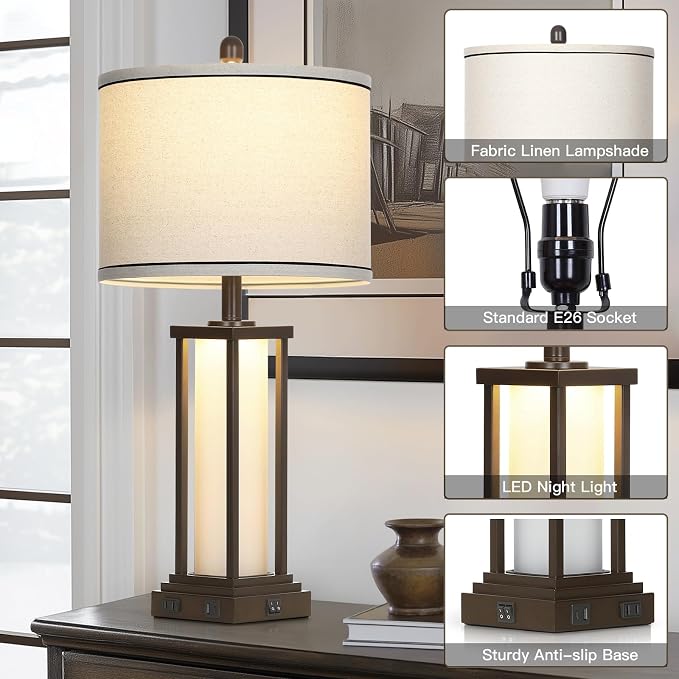 Cinkeda 27" Tall Vintage Table Lamps - Image 7