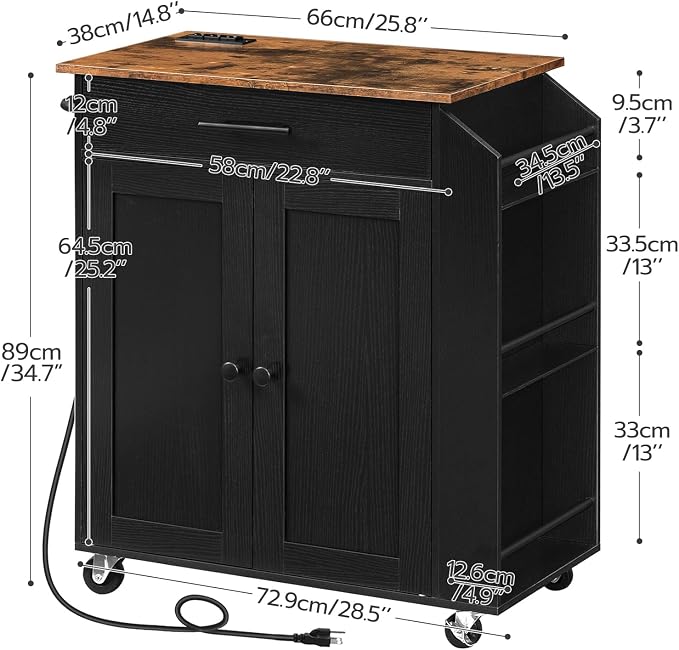 HOOBRO Kitchen Island with Power Outlet, Storage Island with Spice Rack and - Image 7
