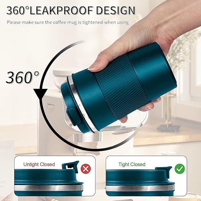 YINBAOGE Insulated Travel Coffee Mug, Spill & Leak Proof, Portable To Go - Image 4