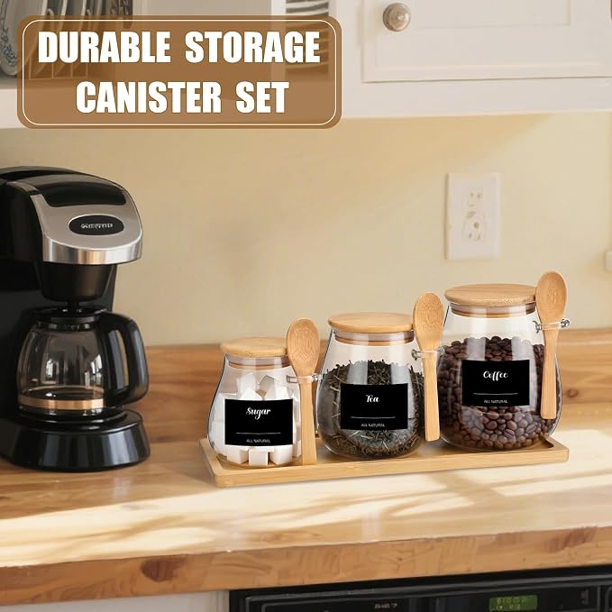 Suclain 3 Pcs Glass Coffee Container - Image 6