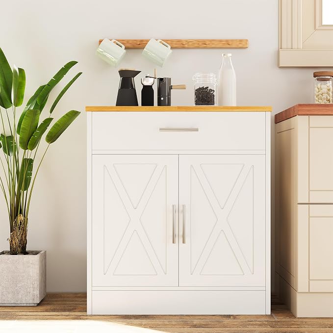 Vongrasig Farmhouse Coffee Bar Cabinet, Small Sideboard Buffet - Image 6