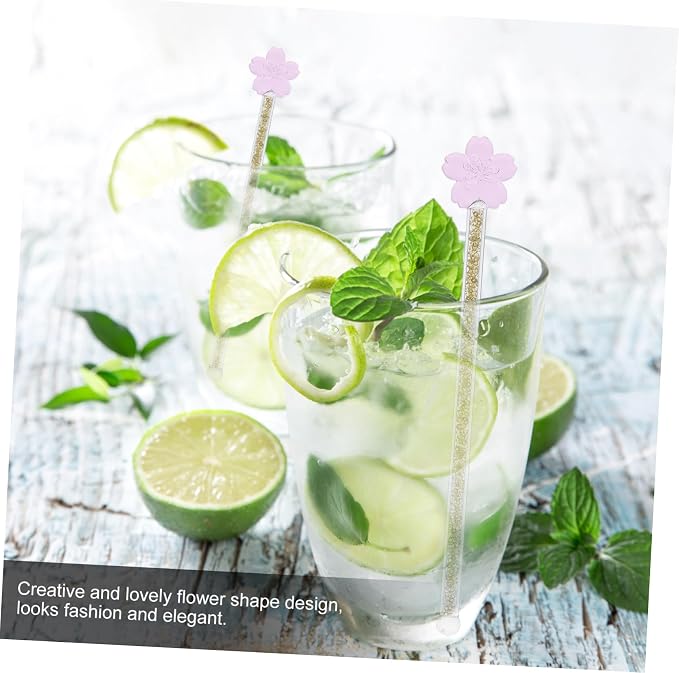 Flower Design Glass Stirring Rod Elegant Cocktail Mixer - Image 2