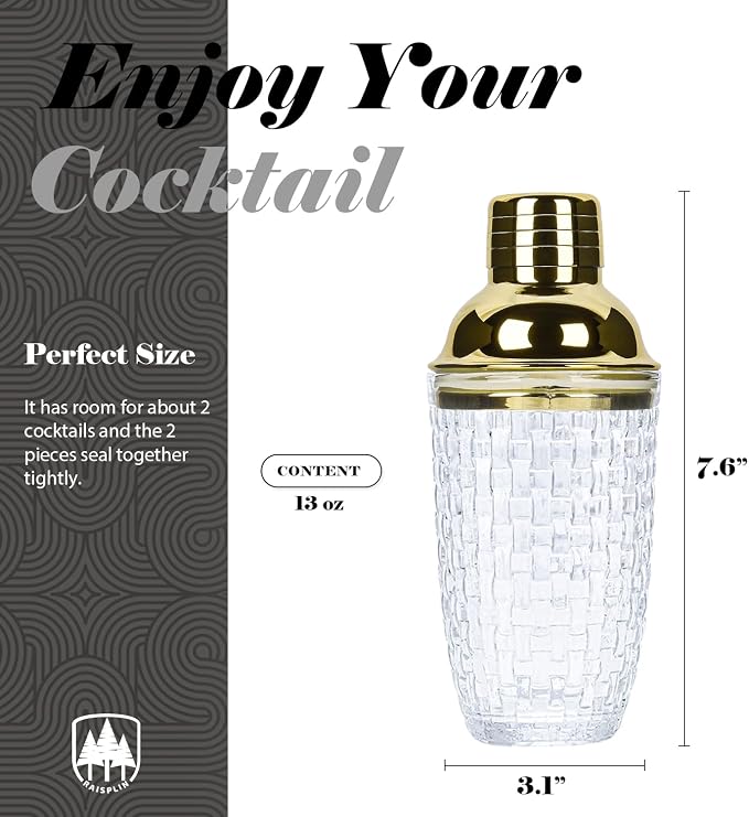 Glass Cocktail Shaker Set with Built-in Strainer - Image 4
