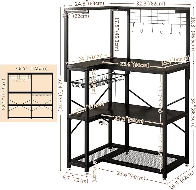 METYERRY L-Shaped Bakers Rack - Image 2