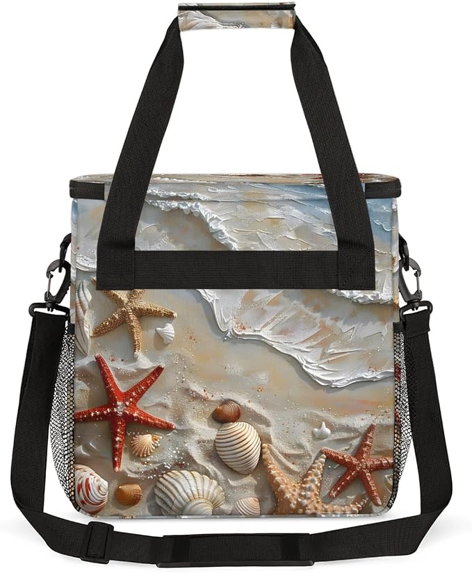 Summer Ocean Beach Seashell Starfish Coffee Maker Carring Bag, Large Insulated - Image 5