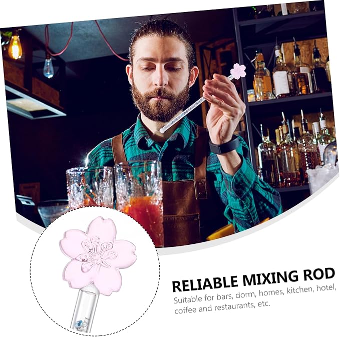 Cabilock 1pc Flower Glass Stirring Rod Heat-resistant Drink Muddler Stirrer - Image 5