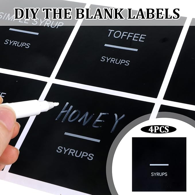 36 Pcs Coffee Syrup Labels, 2.5" x 2.5" Coffee Bar Organization Labels Black - Image 3