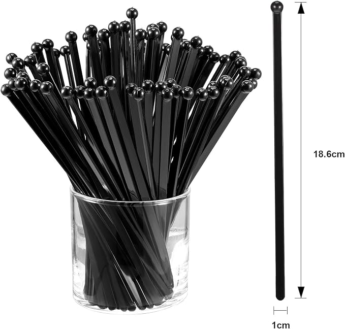 Honoson 100 Pcs Clear Swizzle Sticks Ball Head Stirrer Disposable Plastic Round - Image 2