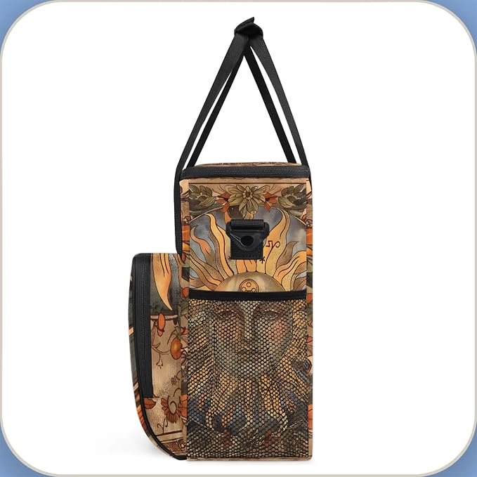 Vintage Sun Coffee Maker Carring Bag, Large Insulated Storage Organizer Case - Image 4